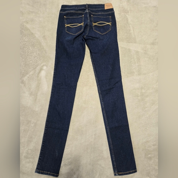 Abercrombie & Fitch Dark Blue Super Skinny Jeans Womens Sz 2L (26x32) Bohemian - Picture 2 of 11